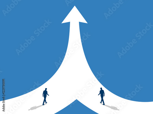 Towards mutual success, merger, two businessmen with the same path