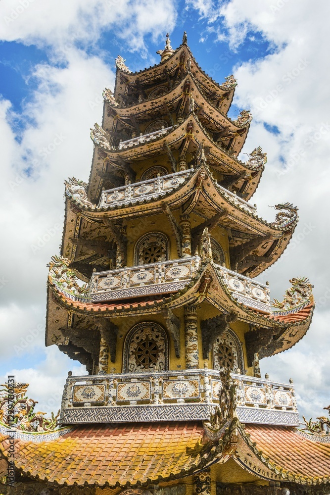 Fototapeta premium Bell tower, Linh Phuoc Pagoda, Đà Lạt, Lâm Đồng Province, Vietnam, Asia