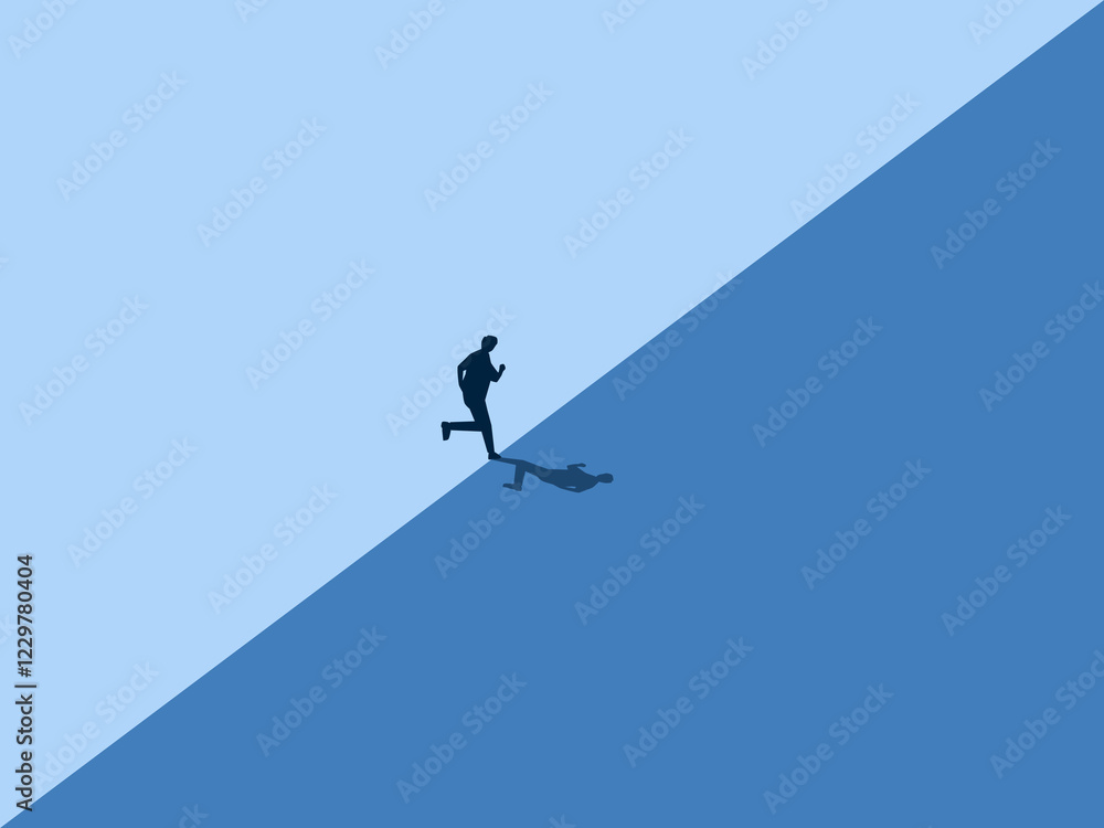 Businessmen run and balance themselves without losing focus Businessmen run and balance themselves without losing focus