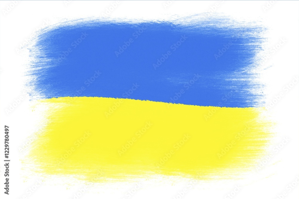 Obraz premium The Ukrainian flag, Painted grunge flag, brush strokes. Isolated on white background