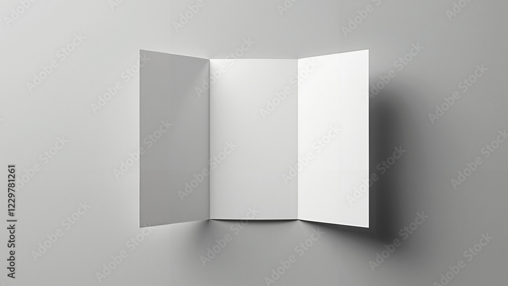 Professional A4 Trifold Brochure Mock-Up on Soft Gray Background for Marketing, Branding, and Promotional Content Professional A4 Trifold Brochure Mock-Up on Soft Gray Background for Marketing, Branding, and Promotional Content