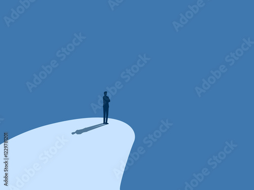 Success, Confident businessman standing on cliff looking at future