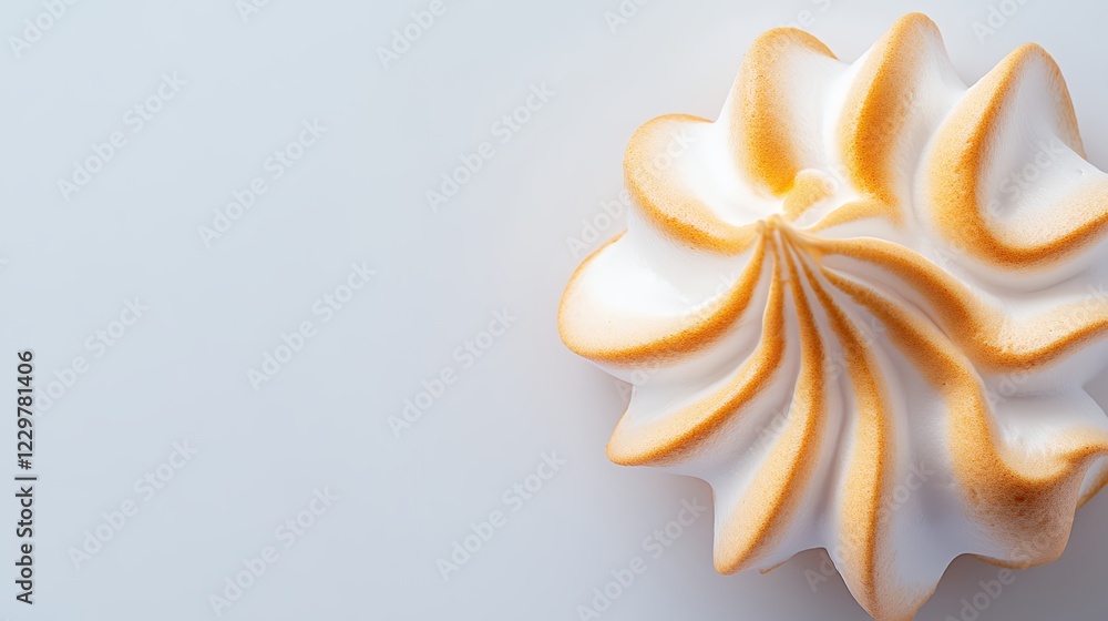 Fototapeta premium Delicate Swirled Meringue Cookie on Light Gray Background
