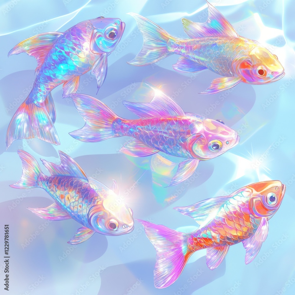 Fototapeta premium Vibrant koi fish swimming underwater scene digital artwork aquatic environment aesthetic viewpoint colorful serenity