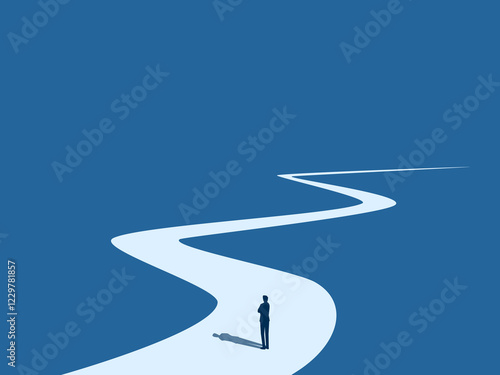 Challenge, Inspiration, Businessman walking on the long path ahead