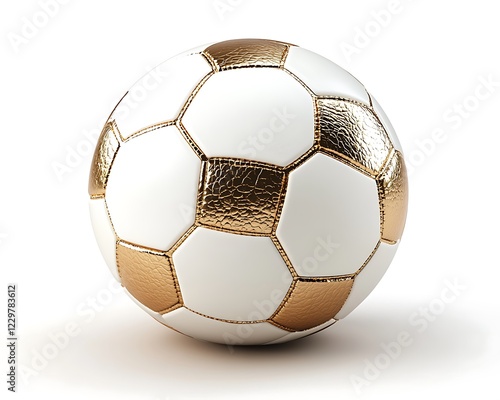 3d rendering golden white soccer ball. photo