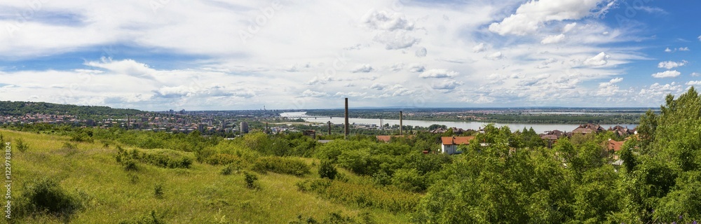 Overlooking the Danube River and Belgrade, New Belgrade, Belgrade, Serbia, Europe Overlooking the Danube River and Belgrade, New Belgrade, Belgrade, Serbia, Europe