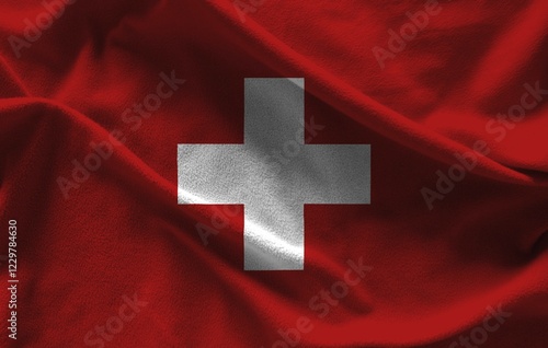 Foto Swiss flag with texture on background