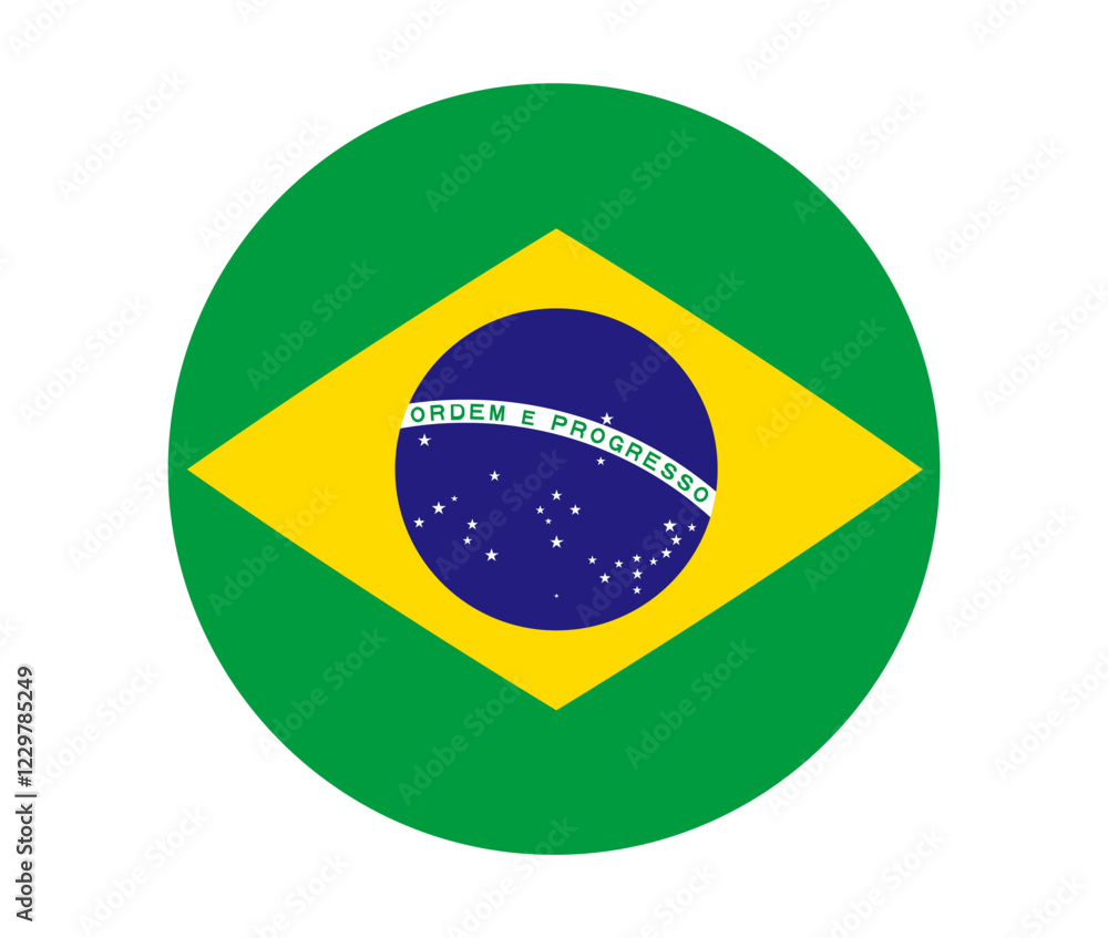 Fototapeta premium Brazil Flag icon. Round flag icon design, vector illustration