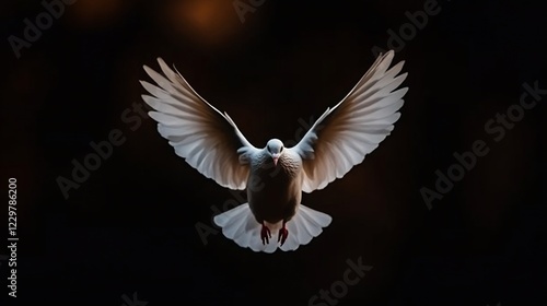 Serene White Dove in Flight: A Symbol of Peace and Hope photo