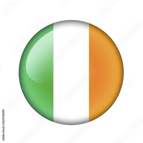 Free Download The irish flag. Round glossy icon. Isolated on white background - GFXLoad