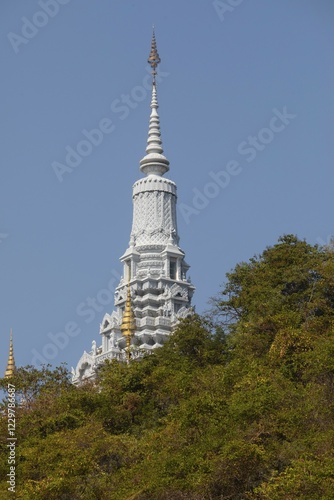 Stupa on Phnom Oudong, Phnom Preah Rajeatrob, Vipassana Dhura Buddhist Meditation Center, Kampong Speu Province, Cambodia, Asia photo