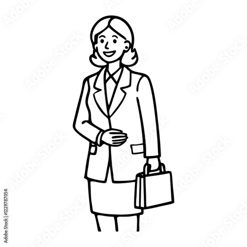  Line art vector of a   female business professionals in formal attire.