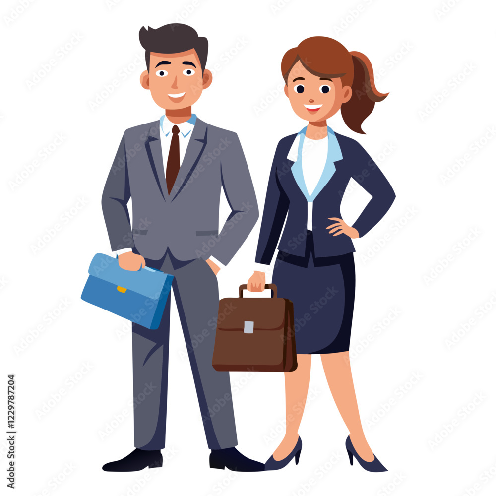lustration of a male and female business professionals in formal attire. lustration of a male and female business professionals in formal attire.