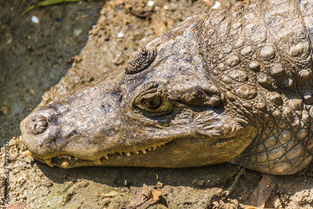 Fototapeta premium Yacare caiman (Caiman yacare), portrait, captive, Thailand, Asia