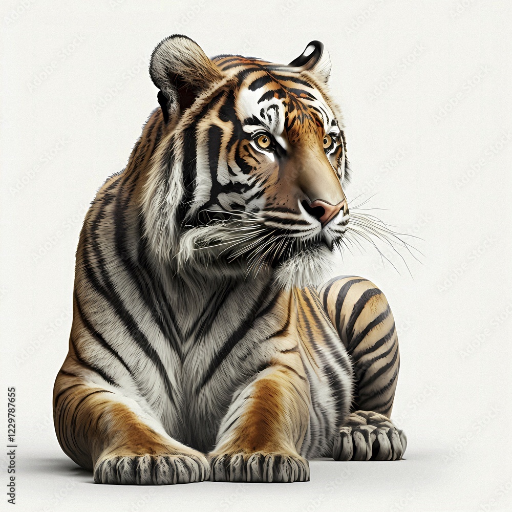 Fototapeta premium Tiger, in front of white background, AI generated