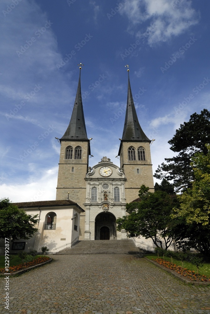 Lucerne - Church st. Leodegar - Switzerland, Europe. Lucerne - Church st. Leodegar - Switzerland, Europe.