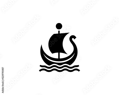 Viking Ship Logo Design Template