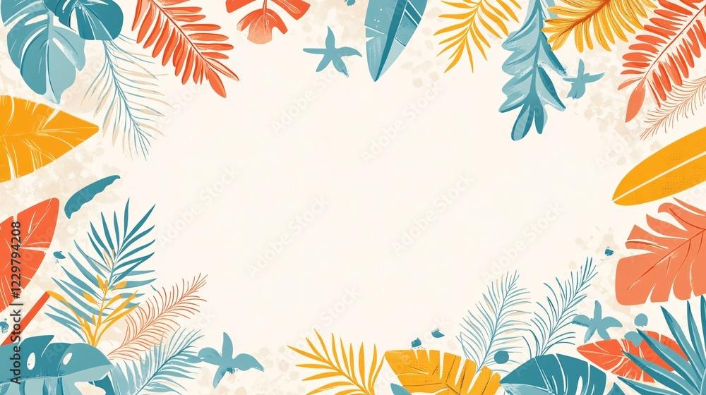 Obraz premium Tropical Leaf Border Design Template Background
