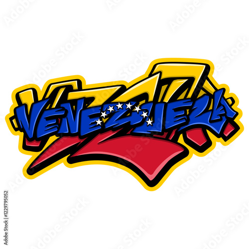 venezuela country flag in graffiti art style