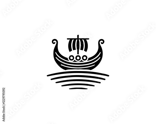 Viking Ship Logo Design Template