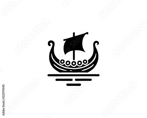 Viking Ship Logo Design Template