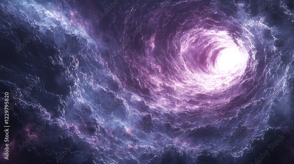 Majestic cosmic vortex illustrated with swirling clouds of purple and blue, creating a portal-like effect in deep space Majestic cosmic vortex illustrated with swirling clouds of purple and blue, creating a portal-like effect in deep space