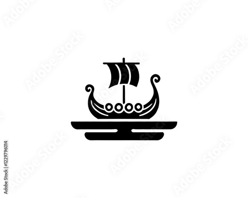 Viking Ship Logo Design Template