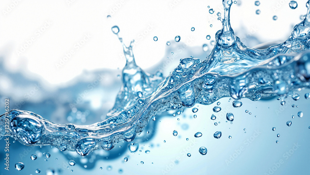 Abstract Water Droplets on White Background for Wellness, Skincare, and Beverage Industry Promotional Use Abstract Water Droplets on White Background for Wellness, Skincare, and Beverage Industry Promotional Use