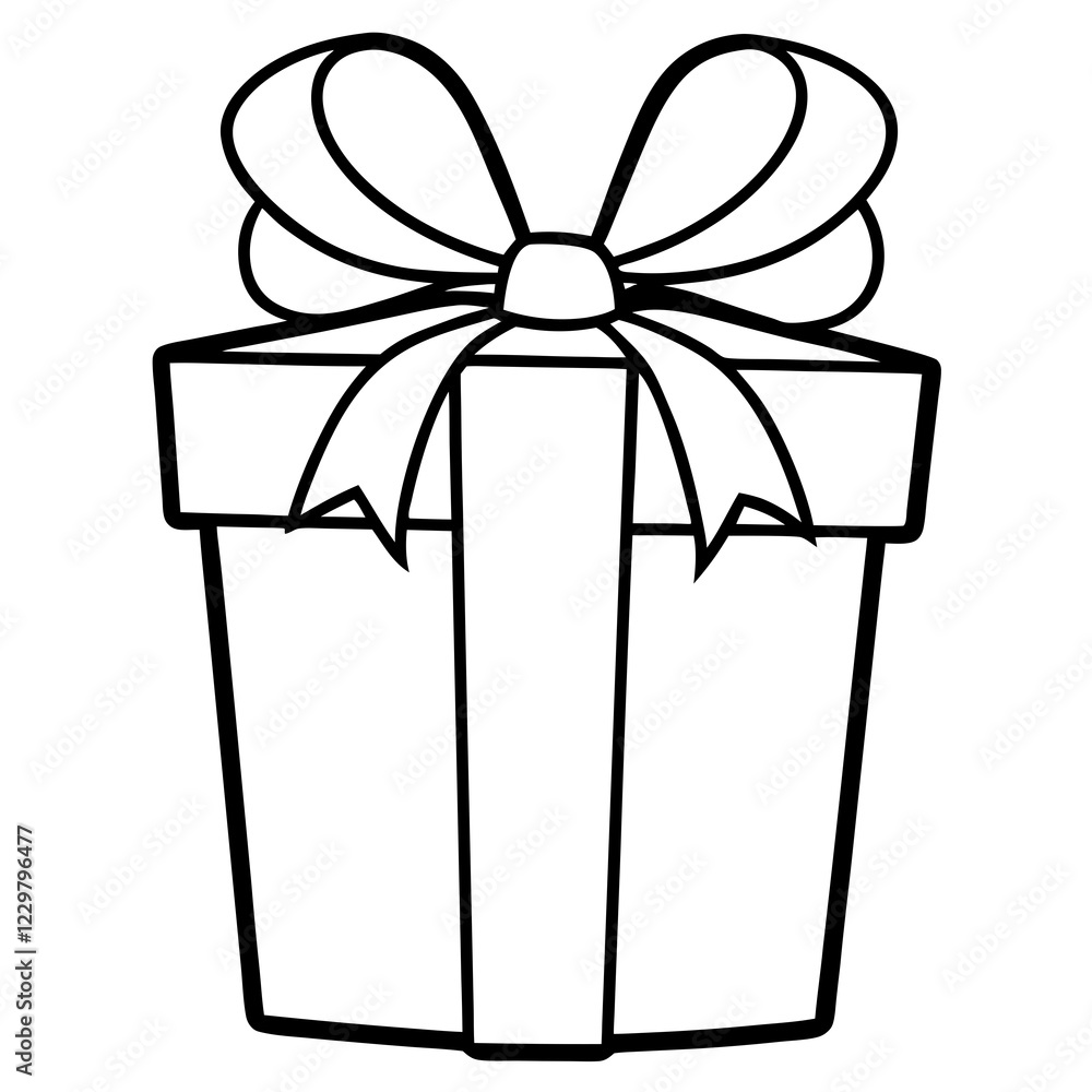 Artistic outline of a wrapped gift and bow Artistic outline of a wrapped gift and bow