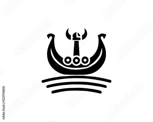 Viking Ship Logo Design Template
