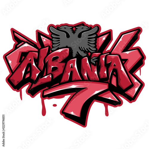 albania country flag in graffiti art style