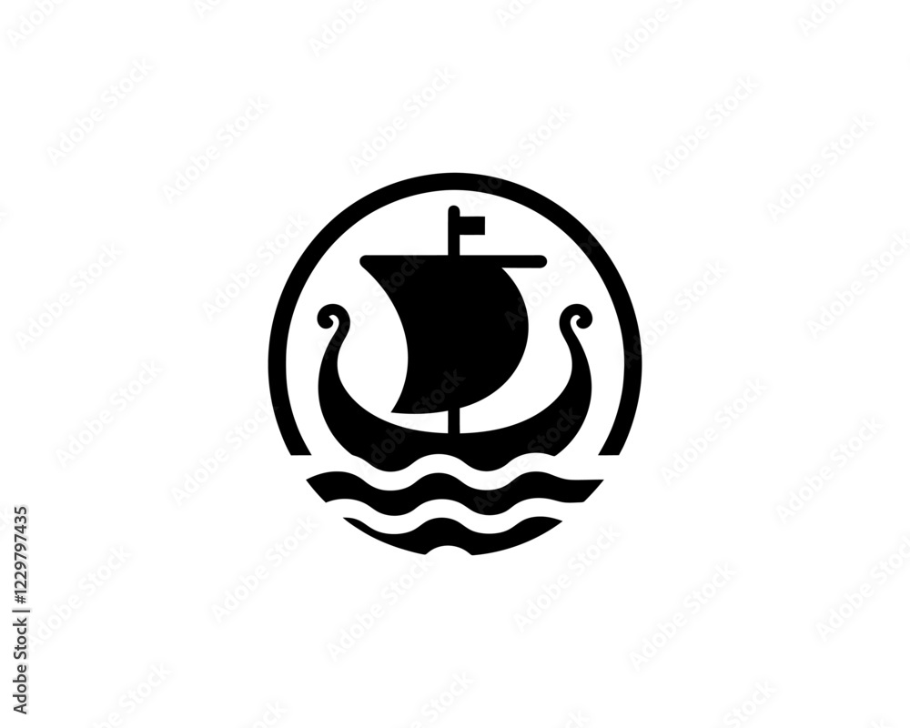 Obraz premium Viking Ship Logo Design Template