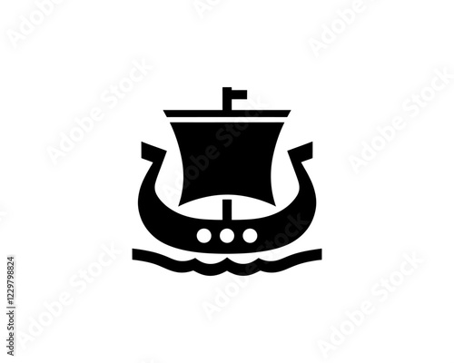 Viking Ship Logo Design Template