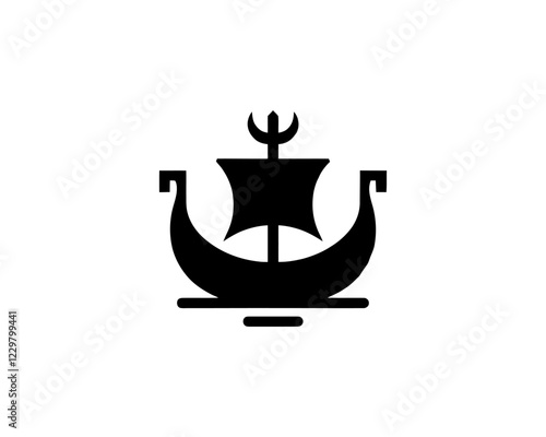 Viking Ship Logo Design Template