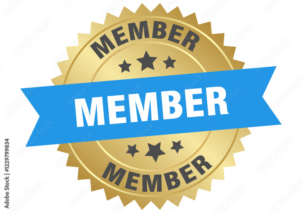 Obraz premium member. member round blue and gold label isolated on transparent background