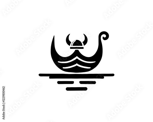 Viking Ship Logo Design Template
