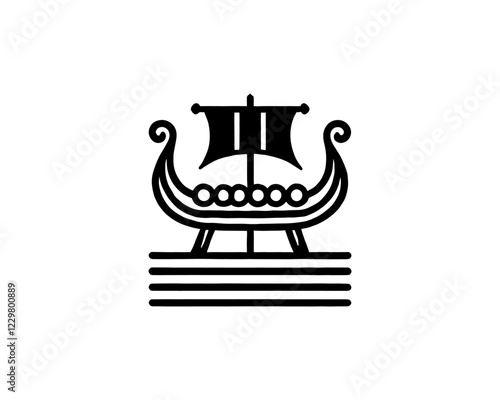 Viking Ship Logo Design Template