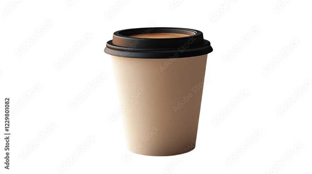 Beige Textured Paper Coffee Cup with Black Lid Isolated on Black Beige Textured Paper Coffee Cup with Black Lid Isolated on Black