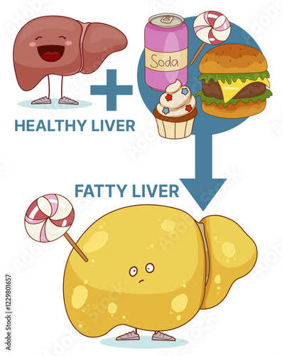 Liver diseases. Medical infographic. Medicine for kids. Illustrations for kids. Vector illustration. 