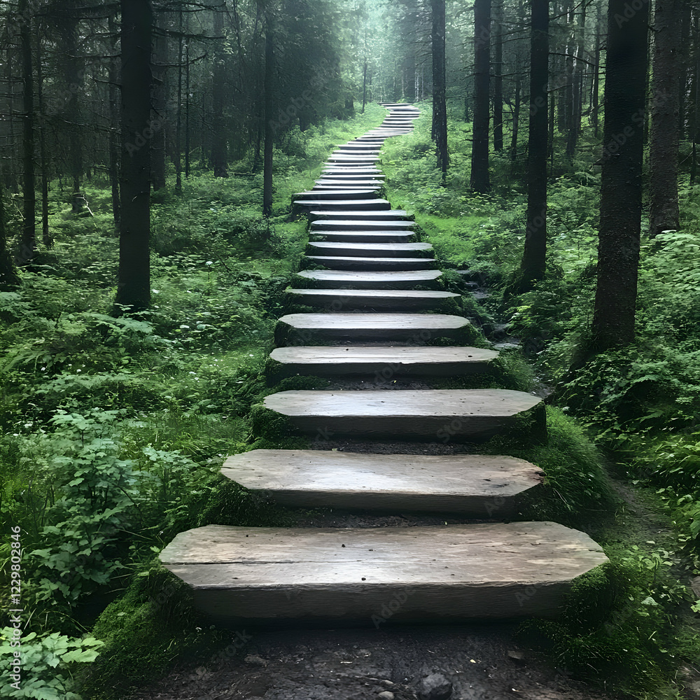 Obraz premium Forest path steps nature walk journey