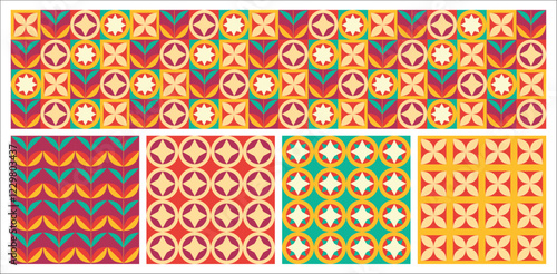 Happy Diwali festival modern set of pattern illustration, seamless set of repeat pattern vector background for banner, poster, gift wrap, packaging, background, backdrop, wallpaper, tiles, etc.
