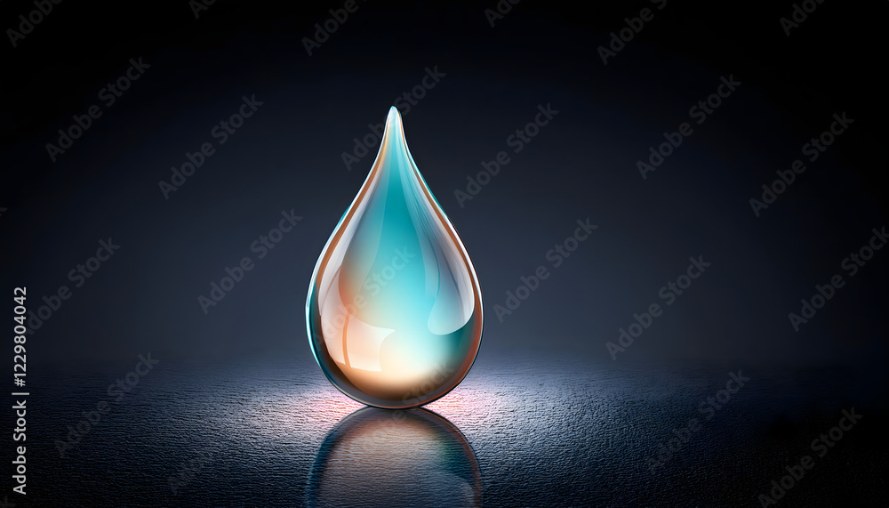 Fototapeta premium Shiny water droplet with reflection and purity