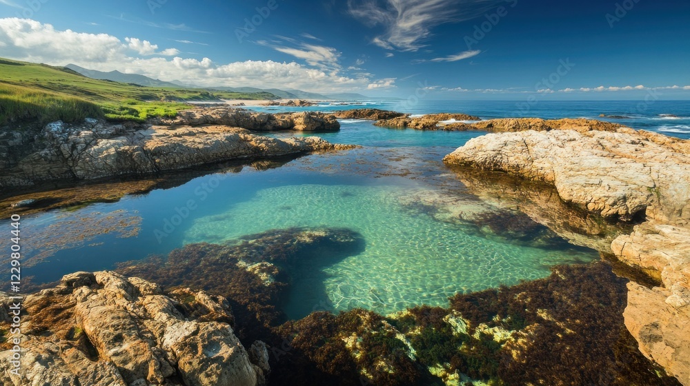 Serene Coastal Lagoon with Crystal Clear Water Serene Coastal Lagoon with Crystal Clear Water