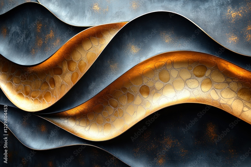 Obraz premium Elegant gold and dark gray wave pattern