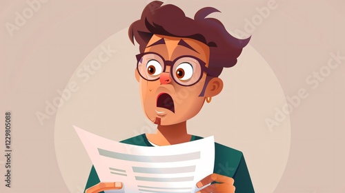 Wallpaper Mural Shocking Bill: Shocked Man with Financial Pay Document Torontodigital.ca