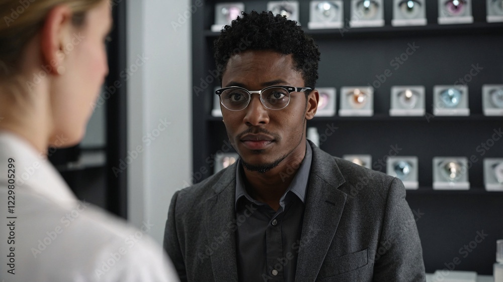 Obraz premium Black male professional engaged in a discussion about health and wellness strategies in a modern consulting office during a sunny afternoon