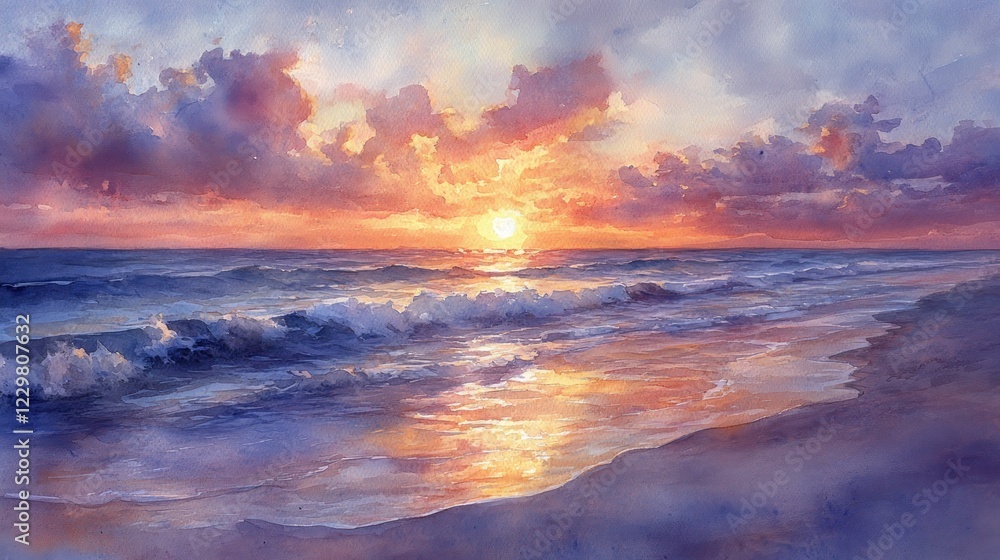 Serene ocean sunset, vibrant colors, peaceful waves. Serene ocean sunset, vibrant colors, peaceful waves.