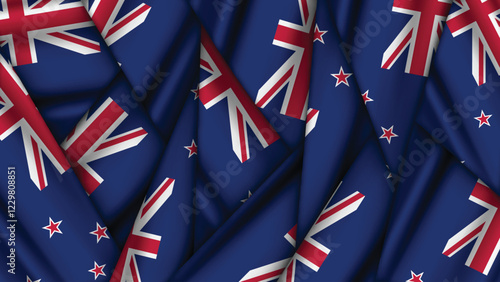 Set of NEW ZEALAND Flags Stacked on Top of Each Other