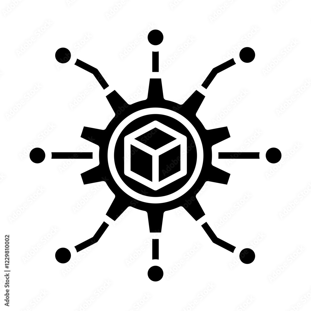 Blockchain in Cloud glyph icon Blockchain in Cloud glyph icon